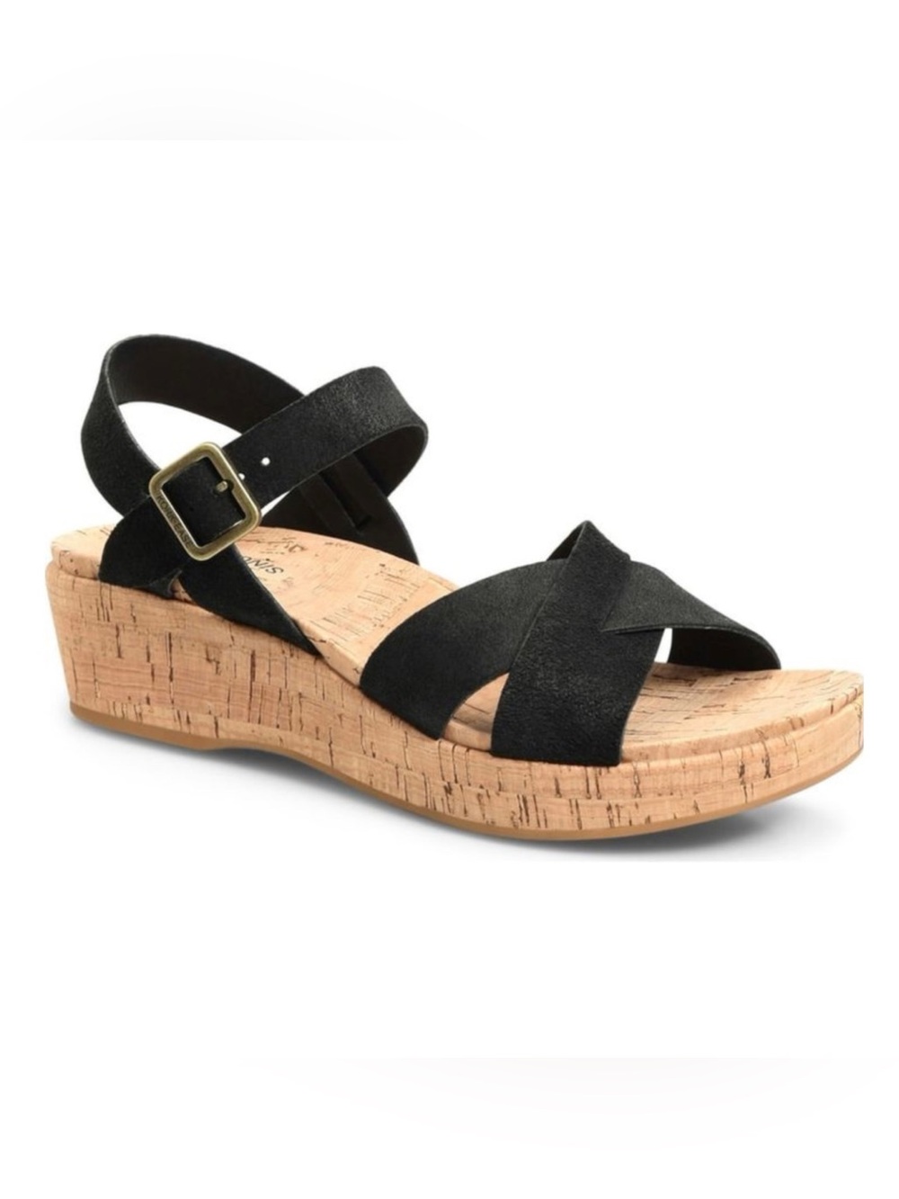 Korks Kork-Ease Women’s Sz 8 Black Leather Platform Sandals Myrna 2.0